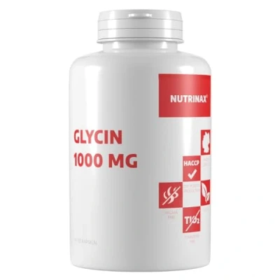 Obrázek Nutrinax glycin 1000 mg 120 veganských vysoce dávkovaných kapslí Made in Germany na dní