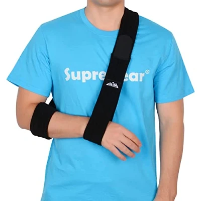 Obrázek supregear Armschlinge, Verstellbar Leicht Komfortabel Schulterschlinge, Atmungsaktiv, Medizinische Schulterstütze für Verletzten Arm/Hand/Ellenbogen, Schwarz