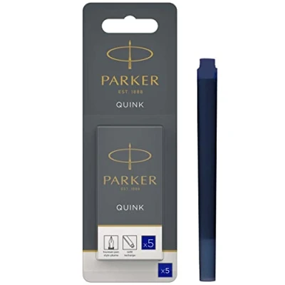 Obrázek Parker Inkoustové náplně pro plnicí pero dlouhé patrony modrý inkoust QUINK 5 kusů (blistrové balení)