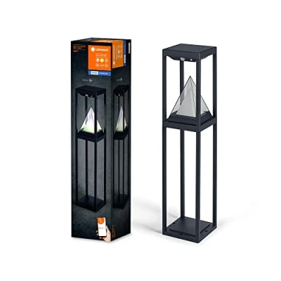 Obrázek LEDVANCE SMART+ Outdoor Bluetooth solární sloupové svítidlo, s teplým bílým (3000 K) a barevným světlem, použitelné bez proudu, doba hoření 2,5 hodiny při 100% světle, dobíjecí kabelem USB C, IP44,