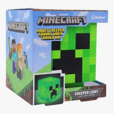 Obrázek Minecraft Creeper stolní lampa s oficiálními zvuky Creeper, ruční noční světlo do dětského pokoje nebo dekorace hráče, oficiální licence