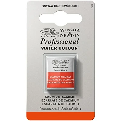 Obrázek Winsor &amp; Newton 0101106 profesionální akvarelová barva, živé vodní barvy v umělecké kvalitě, vysoká zářivost barev a svítivost, stálá na světle, archivní kvalita, 1/2 miska kadmiová šarlatová