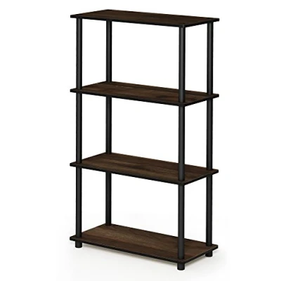 Obrázek Furinno Turn N Tube 4stupňový víceúčelový regál, Columbia Walnut/černý, 59,9 (šířka) x 109,9 (výška) 29,7 (hloubka) cm