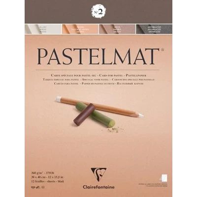 Obrázek Clairefontaine 96008C kreslicí blok Pastelmat (12 listů, 30 x 40 cm, 360 g, se 4 transparentními dělicími listy, speciální karton ideální pro pastely a křídy) hnědá, antracitová, bílá světle hnědá