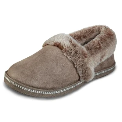 Obrázek Skechers Cozy Campfire Team Toasty Flache Hausschuhe Damen, Beige (Dark Taupe Microfiber Suede/Faux Fur Line Dktp), 39.5 EU