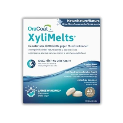 Obrázek Oracoat Xyli Melts 40 přilnavý tablety proti Kazivosti A ústní sucha s Xylit vápenatého dlouhotrvající péče o zuby Diskrétní v spací použitelné Vegan