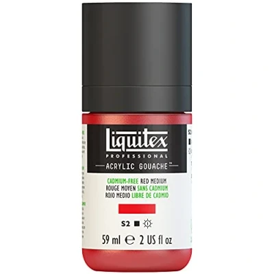 Obrázek Liquitex Akrylový kvaš Professional 2059894, akrylová barva s kvašovými vlastnostmi, stálá na světle, voděodolná, 59 ml dávkovací láhev bez kadmia, červená střední