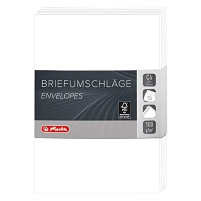 Obrázek Herlitz 11368131 obálka C6, vysoce lepicí bez okénka, 15 kusů, FSC Mix