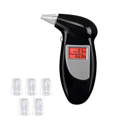 Obrázek CAM2 Alkohol tester, promilletester, přesné měřicí přístroje na měření alkoholu s 5 náústky, tester LED displejem digitální rychlý