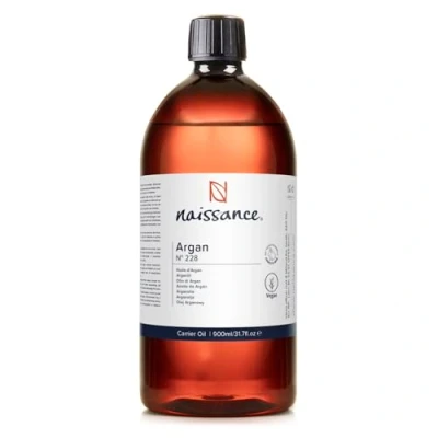Obrázek Naissance Marocký arganový olej (č. 228) 900 ml přírodní, veganský, bez hexanu, genetické techniky přírodní hydratace &amp; péče o obličej, pokožku, vlasy, vousy a nehtovou kůžičku
