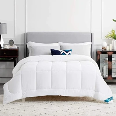 Obrázek BEDSURE přikrývka 155 x 220 zimní teplá 450 GSM výplň, Öko Tex, prošívaná deka pro alergiky, bílá