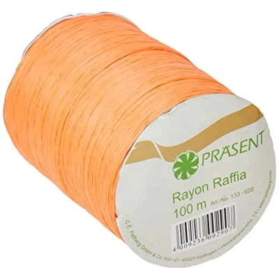 Obrázek PRÄSENT Rayon Raffia lýková stuha mandarinka, 100 m dekorační k zabalení dárků, zdobení a tvoření slavnostních dekorací, pro zvláštní příležitosti