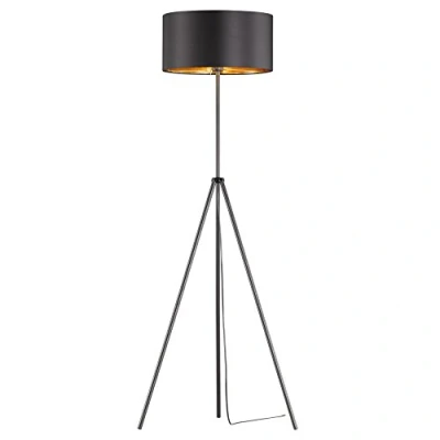 Obrázek Reality svítidla Stojací lampa Daniel R40271032, kov černý matný, látkové stínidlo černá/zlatá, bez 1x E27