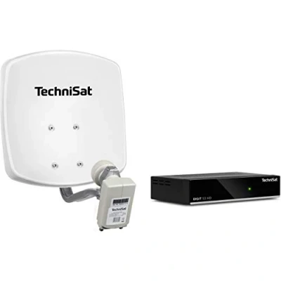 Obrázek TechniSat DIGIDISH 33 satelitní miska kompletní sada s HD přijímačem (33 cm zařízení držákem na stěnu, univerzální Twin LNB až pro 2 účastníky, 10m kabel a přijímač) bílá