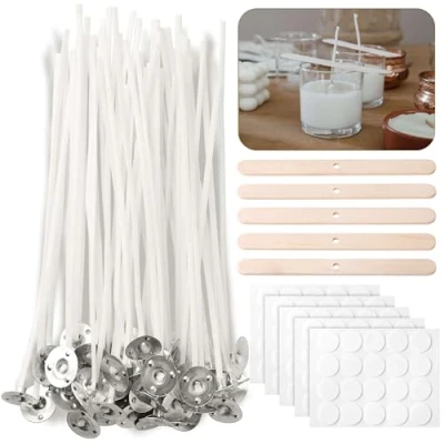 Obrázek CZ Store® Kerzendochte 100STK15 cm Natürliche Bio Baumwolle, vorgewachst Mit Soja Wachs Langlebig, geruchlos, sauber PDF Anleitung zur Kerzenherstellung (5)
