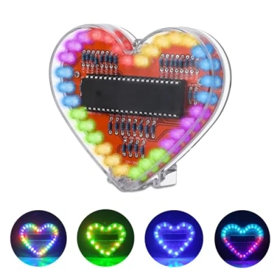 Obrázek PEMENOL RGB LED pájecí projekt ve tvaru srdce, SMT/SMD DIY sada na letování, elektronická učení školy a jako romantická dekorace, jubileum