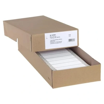 Obrázek HERMA 8160 počítačové etikety nekonečné, 88,9 x 23,0 mm, 1 pruhy, 2000 kusů, samolepicí, nekonečné nálepky s vodicím otvorem, matné, prázdné papírové na počítači, bílé