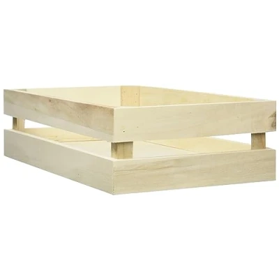 Obrázek Rayher 62727000 dřevěná bedna s lamelovým vzhledem, 30,5 x 16,7 7,6 cm, dřevo certifikováno FSC, plus 2 nástěnné háčky, topolové hladce broušené, laťková k pomalování, přírodní
