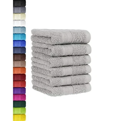 Obrázek BaSaTex Sada 6 ručníků pro hosty ručníky s poutkem na zavěšení z měkké bavlny 30 x 50 cm čištění rukou certifikováno Öko Tex Standard 100 stříbrné