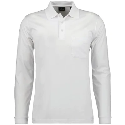 Obrázek RAGMAN Pánské polotriko Softknit Polo s náprsní kapsou, dlouhý rukáv, bílá 006