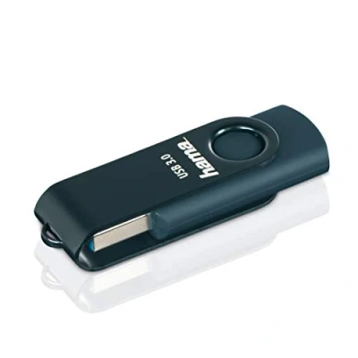 Obrázek Hama 64 GB USB flash disk 3.0 datový (70 MB/s přenos dat, s očkem pro upevnění na kroužek klíče, paměťový disk, Memory Stick z kovu, vhodné Windows/MacBook) petrolejová modrá