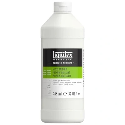 Obrázek Liquitex 5032 Professional Gloss Gel Medium a Frinis pro akrylové barvy, zvyšuje lesk akrylových barev zlepšuje barevný film hloubku barvy 946 ml láhev