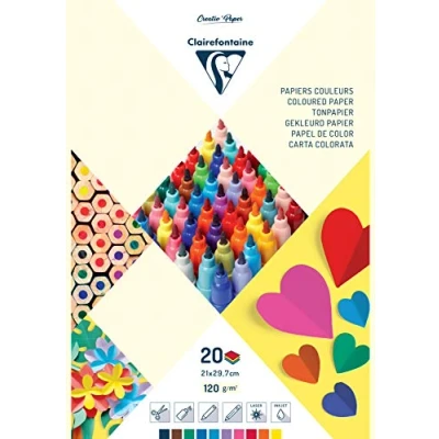 Obrázek Clairefontaine 97244C blok s 20 archy tónovaného papíru, DIN A4, 120 g, 1 blok, 10 barev tříděných