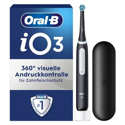 Obrázek Oral B iO Series 3 elektrický zubní kartáček / kartáček, režimy čištění pro péči o zuby, cestovní pouzdro, dárek k Valentýnu něho/vás, Designed by Braun, matná černá