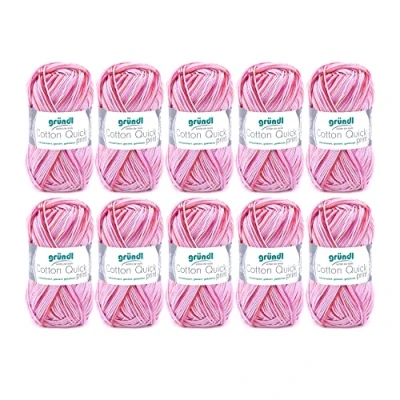 Obrázek Gründl Cotton Quick Print pletací příze / háčkovací (barevná ze 100% bavlny, certifikováno Öko Tex, 50 g 125 m, tloušťka jehlic: 3 4, 10 x g), růžová fuchsiová vícebarevná, 35 24