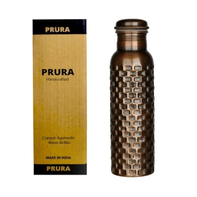 Obrázek PRURA Wasserflasche aus reinem Kupfer auslaufsicheres, ayurvedisches Trinkgefäß für Sport, Fitnessstudio, Outdoor, Yoga, gesundheitliche Vorteile