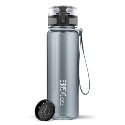 Obrázek 720DGREE láhev na pití 500 ml &quot;uberBottle&quot; crystalClear + sítko bez BPA, zabezpečená proti protékání pro děti, školy, sport, fitness úzká vodu z tritanu lehká, odolná nárazu,