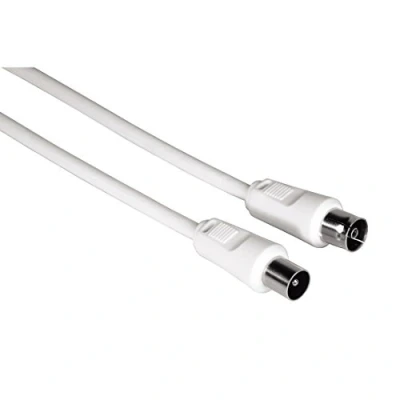 Obrázek Hama Anténní kabel 11900 dvojitě stíněný koaxiální konektor spojka, bílý, 1,5 m.