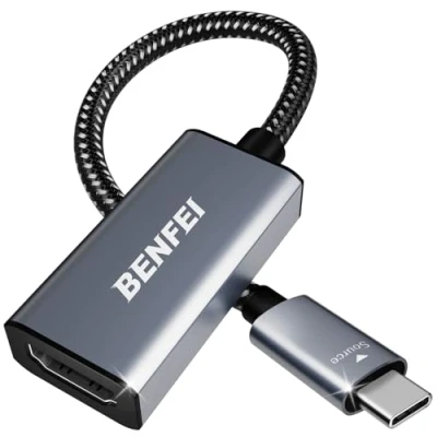 Obrázek BENFEI USB C auf HDMI Adapter 4K [Nylon geflochten&amp;Aluminum Alloy], Typ [Thunderbolt 3/4] zu Konverter kompatibel für iPhone 15 Pro/Max MacBook Pro/Air 2023 iPad Pro iMac S23 XPS 17 usw