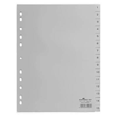 Obrázek Durable registr čísel 652410 (vyražené štítky A4 1 15, PP s plnou krycí vrstvou) 20 kusů, šedá