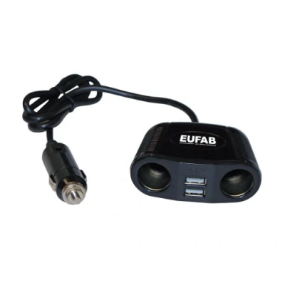 Obrázek Eufab 16549 dvojitá zásuvka 12 V s kabelem a USB konektorem