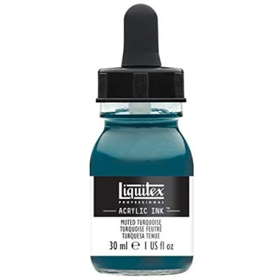Obrázek Liquitex 4260503 tekuté profesionální akrylové barvy inkoust, tuš, 30 ml, vysoce pigmentovaná airbrush barva, tlumená tyrkysová