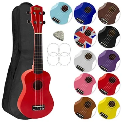 Obrázek Mad About Sopránové ukulele SU8 RD v červené barvě s gigbagem zdarma, trsátkem a náhradními strunami skvělé pro školy začátečníky