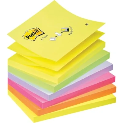 Obrázek Post it Super Sticky Promoce Z Notes, různé neonové barvy, 6 bloků, 76 mm x 127 mm, 100 listů na jeden blok samolepicí poznámkové bloky pro poznámky, seznamy úkolů a jako připomínka