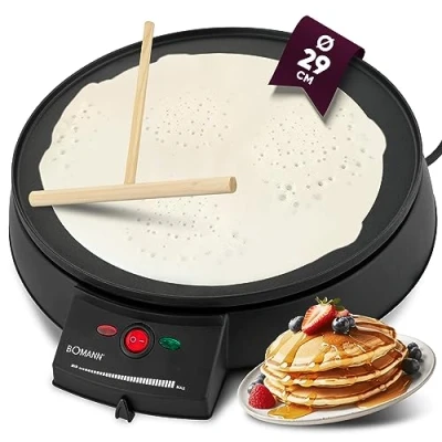 Obrázek Bomann® palačinkovač na palačinky s Ø 29 CM vč. roztírače těsta a nepřilnavého povrchu Plynule nastavitelný termostat kontrolka pečení výrobník 900 W 2221 CB