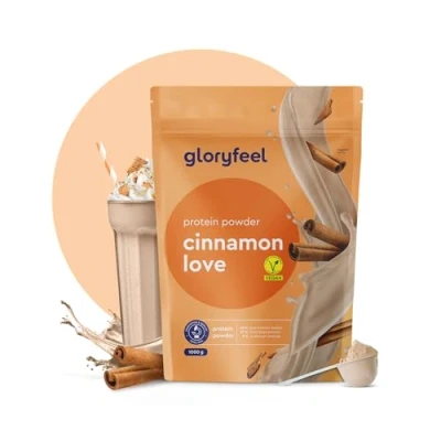 Obrázek Veganes Proteinpulver Cinnamon 1kg pflanzliches Eiweiß 33 Portionen mit 22g Protein OHNE Soja Aus Sonnenblumen , Ackerbohnen und Erbsenprotein Pulver 100% vegan &amp; laktosefrei