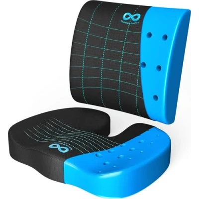 Obrázek Everlasting Comfort orthopädisches Sitzkissen für Auto und Büro mit Rückensupport wärmeempfindliche Lendenwirbelstütze stützendes Rückenkissen aus Gel Schwarz