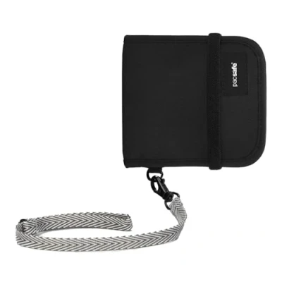 Obrázek Pacsafe RFIDsafe V100, blokující opasek na peníze s ochranou proti krádeži RFID, černá, Peněženka mince