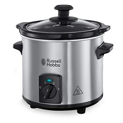 Obrázek Russell Hobbs Slow Cooker Mini [těžký 2l keramický hrnec na pečení pro opt. rozložení teploty] kompaktní šetrný (3 nastavení teploty a funkce udržování teploty, 145 W) Slowcooker 25570 56