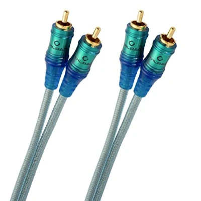 Obrázek Oehlbach kabel Ice Blue Cinch 1,5 m audio pro gramofony, domácí kino, a HiFi zařízení 2násobně stíněný RCA z OFC 2 x modrý transparentní