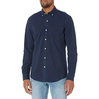 Obrázek Amazon Essentials Herren Langärmliges Hemd aus Oxford Stoff mit Tasche in schmaler Passform, Marineblau, XL