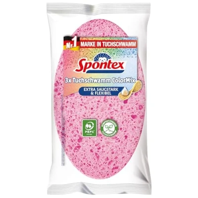 Obrázek Houbová houba Spontex ColorMix, extra savá a odolná proti roztržení, balení 3 (3 x kusy)