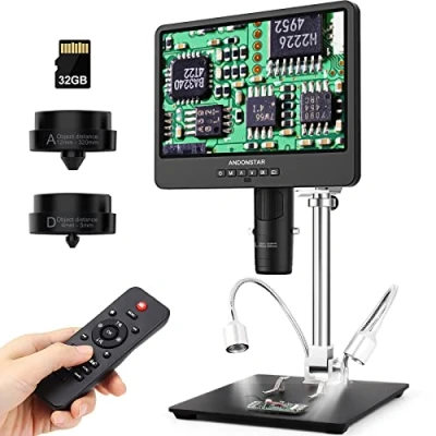 Obrázek Andonstar AD249S M 10,1 Zoll HDMI Digitales Mikroskop 2000x, 3 Objektive 2160P UHD Videoaufzeichnung, Digital mikroskop, Lötmikroskop, biologisches Kit mit 32G Karte, Windows kompatibel