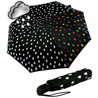 Obrázek iX brella Sklolaminátový deštník automatický Wetprint změna barvy za mokra Paintdrops, Raindrops, Kapesní