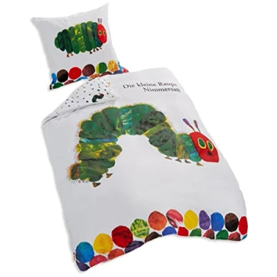 Obrázek Herding ložní prádlo housenka nasycený sebou, povlak na polštář 80 x cm, povlečení 135 200 s knoflíkovou lištou