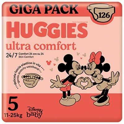 Obrázek Huggies Ultra Comfort, Windeln Größe 5 (11 25 kg), Disney Design, Vorratspackung, 126 Stück